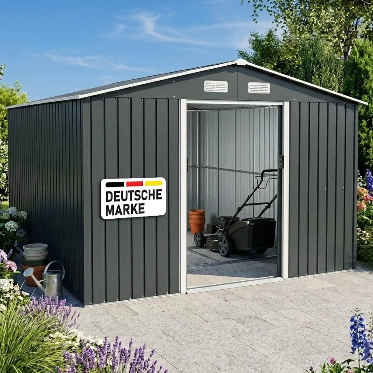 Gerätehaus – aus Metall, für Gartengeräte, Werkzeug und Außenlagerung, BRAST