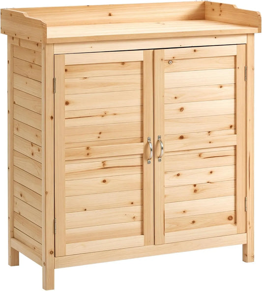 Outsunny Outdoor-Aufbewahrung, aus Holz, für Geräte und wettergeschützte Lagerung