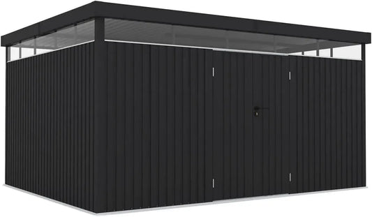 Gerätehaus – aus Metall, 396 x 294 x 220 cm, 12 m², anthrazit, für Gartengeräte und Fahrräder