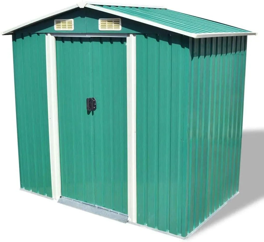 Gerätehaus – aus Metall, 204 x 132 x 186 cm, grün, für Fahrräder und Zubehör, Festnight