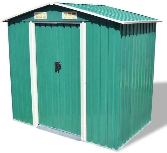 Gerätehaus – aus Metall, 204 x 132 x 186 cm, grün, für Fahrräder und Zubehör, Festnight