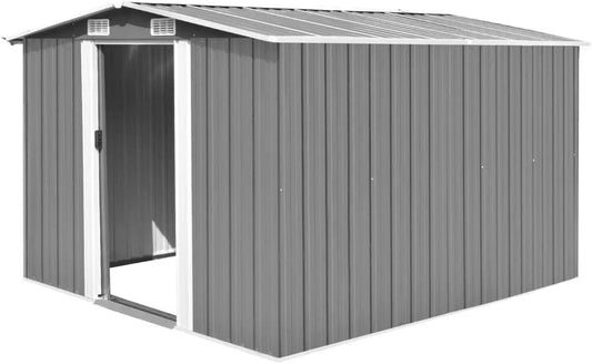 Gerätehaus – aus Metall, mit Pultdach, mit Schiebetür, für Gartengeräte, Werkzeug und Außenlagerung