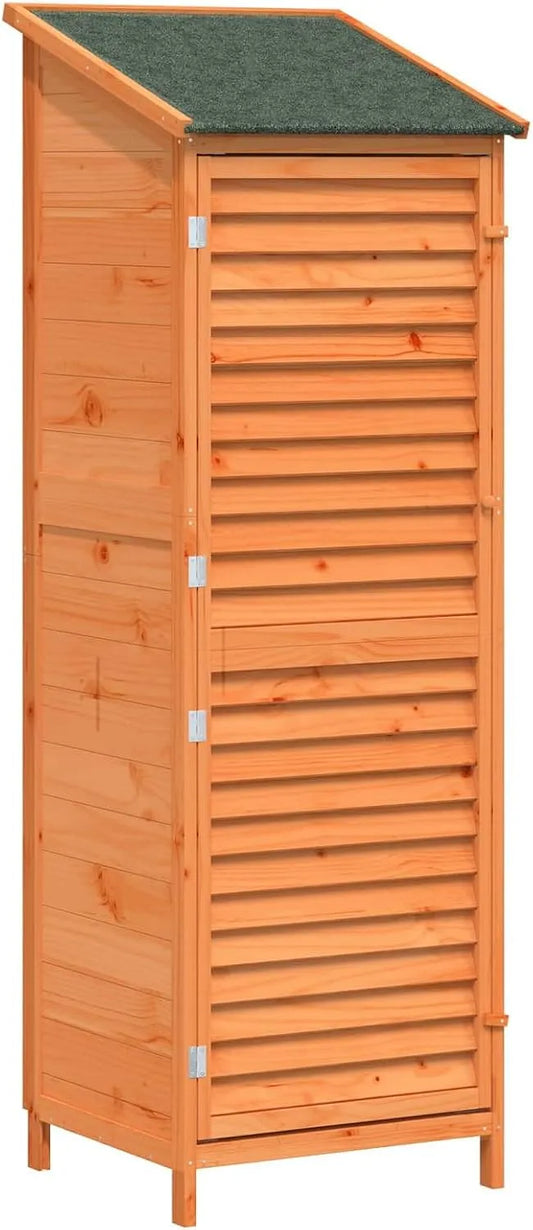Gerätehaus – aus Holz, 59 x 56 x 176 cm, braun, für Gartengeräte, Werkzeug und Außenlagerung