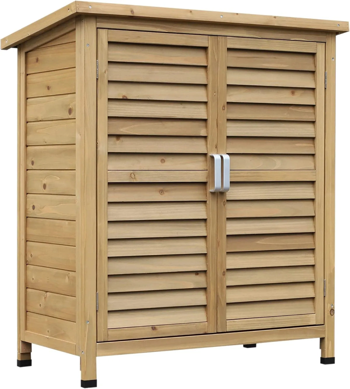 Outsunny Gartenschrank – aus Holz, 87 x 46,5 x 96,5 cm, mit Pultdach, für Werkzeug und Gartenzubehör