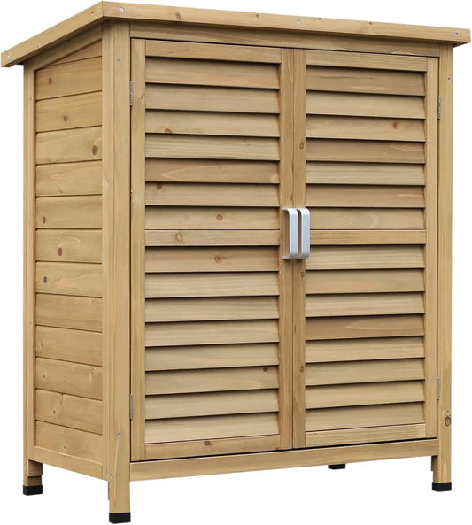 Outsunny Gartenschrank – aus Holz, 87 x 46,5 x 96,5 cm, mit Pultdach, für Werkzeug und Gartenzubehör
