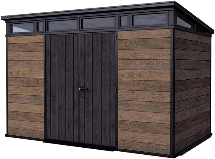 Keter Gerätehaus – aus Kunststoff, 340 x 218 x 226 cm, 11 x 7, abschließbar, in Holzoptik, für Gartengeräte, Werkzeug und Außenlagerung