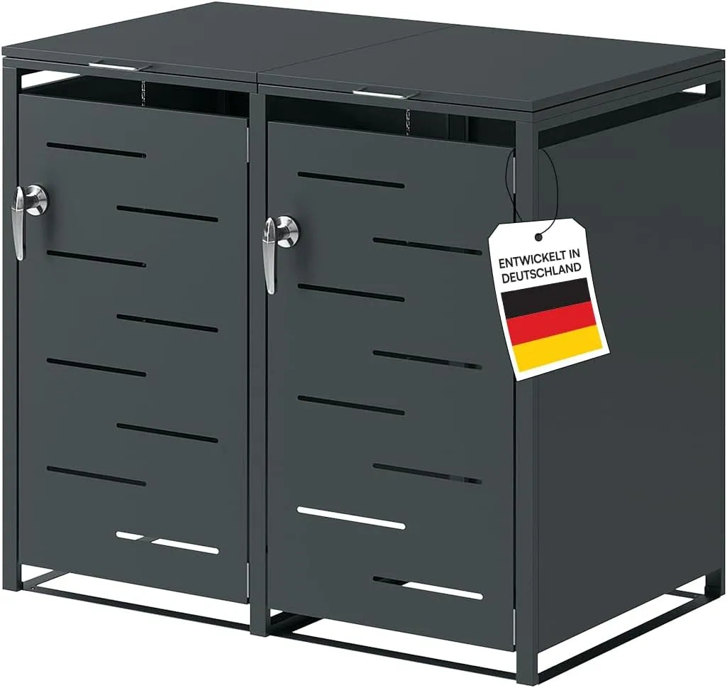Mülltonnenbox Diorus – aus Stahl, 240 L, anthrazit, als Sichtschutz und Unterstand für Abfalltonnen