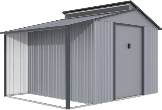 Gerätehaus – aus Metall, 355 x 257 x 237 cm, 9,12 m², grau, für Gartengeräte, Werkzeug und Außenlagerung