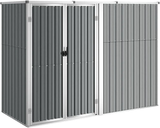 vidaXL Gerätehaus, aus verzinktem Stahl, 225 x 89 x 161 cm, grau, für Gartengeräte, Werkzeug und Außenlagerung