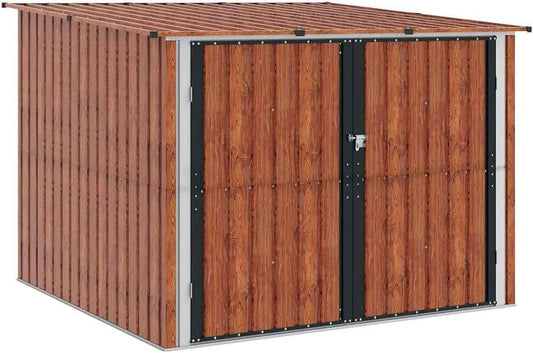 Fahrradgarage – aus Metall, 216 x 207 x 158 cm, mit Doppeltür, abschließbar, braun, für Fahrräder und Zubehör