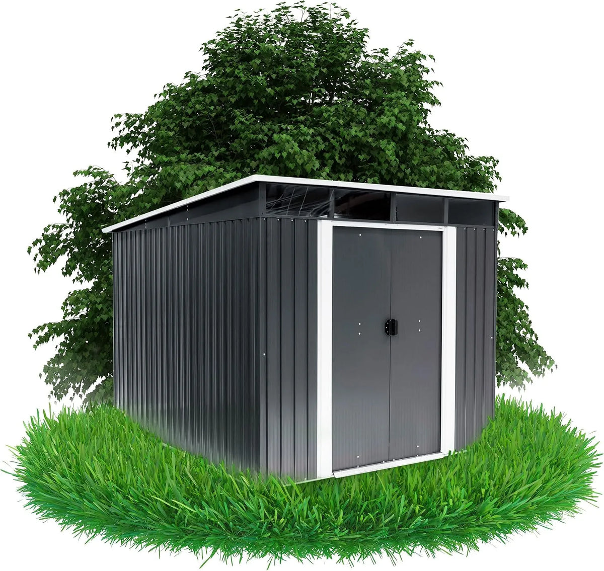 Gerätehaus – aus Metall, 236 x 238 x 202 cm, mit Schiebetür, für Gartengeräte und Fahrräder