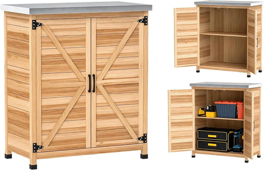 Outsunny Gartenschrank, aus Holz, 79 x 43 x 92 cm, für Werkzeug und Gartenzubehör