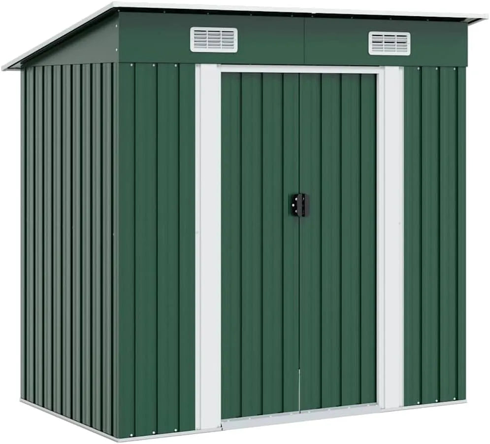 vidaXL Gerätehaus, aus Metall, grün, für Gartengeräte, Werkzeug und Außenlagerung