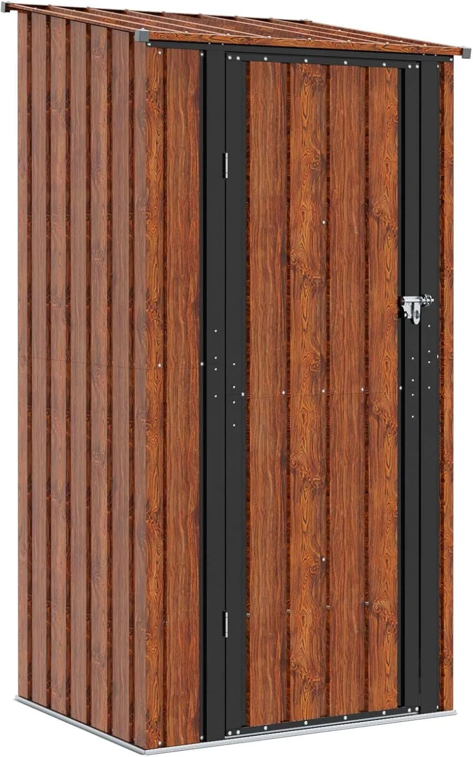 Gerätehaus – aus Metall, 103 x 86 x 200 cm, braun, für Gartengeräte, Werkzeug und Außenlagerung, Gartenhütte