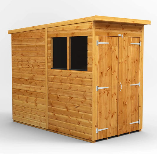 Outdoor-Aufbewahrung – aus Holz, 4 x 8, mit Pultdach, mit Doppeltür, für Geräte und wettergeschützte Lagerung