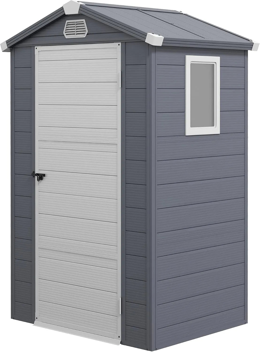 Outsunny Gerätehaus, 133 x 102 x 208 cm, 1,1 m², mit Satteldach, dunkelgrau, für Gartengeräte, Werkzeug und Außenlagerung