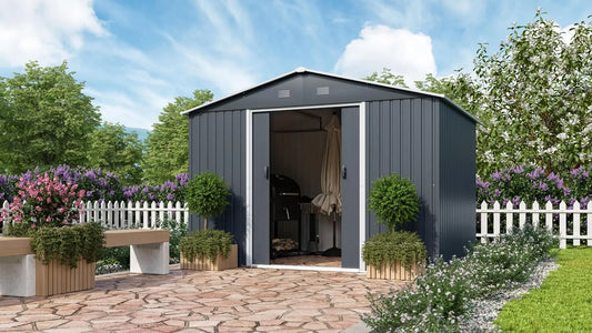 Gerätehaus – 6,58 m², schwarz, für Gartengeräte, Werkzeug und Außenlagerung