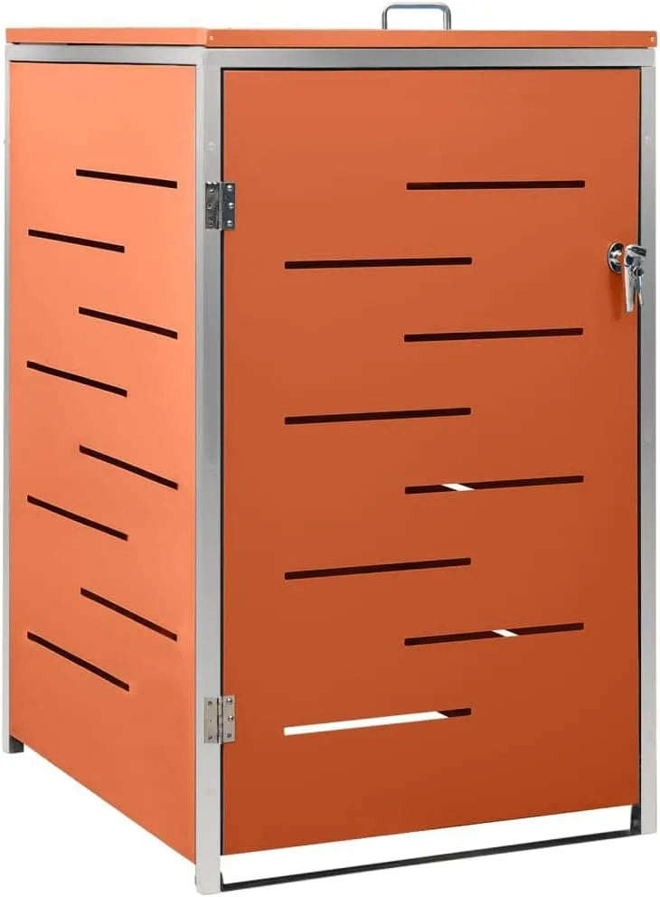 vidaXL Mülltonnenbox – für 1 Mülltonnen, aus Edelstahl, 69 x 77,5 x 115 cm, abschließbar, als Sichtschutz und Unterstand für Abfalltonnen
