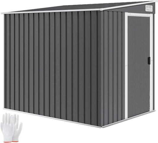 Outsunny Gerätehaus, aus Metall, 154 x 206,5 x 181 cm, 2,81 m², mit Pultdach, dunkelgrau, für Gartengeräte, Werkzeug und Außenlagerung