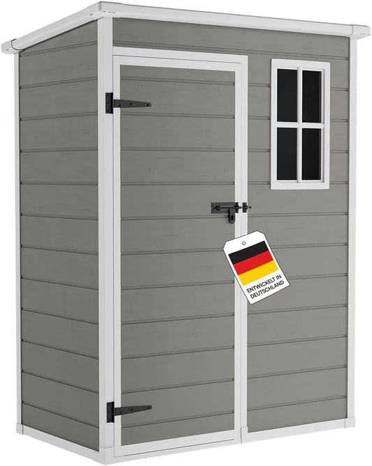 Gerätehaus Novara – 192 x 92 x 151 cm, mit Pultdach, grau, für Gartengeräte, Werkzeug und Außenlagerung