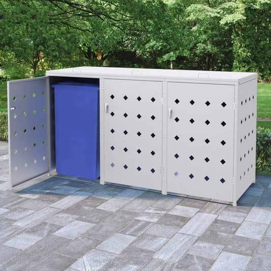 Mülltonnenbox – für 3 Mülltonnen, aus Edelstahl, 240 L, als Sichtschutz und Unterstand für Abfalltonnen, Homgoday