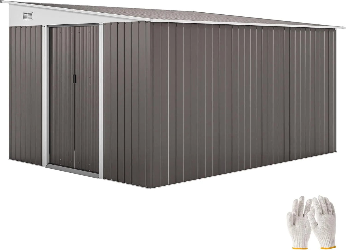 Outsunny Gerätehaus – aus Metall, 280 x 345 x 201 cm, 19,4 m³, mit Pultdach, anthrazit, für Gartengeräte, Werkzeug und Außenlagerung