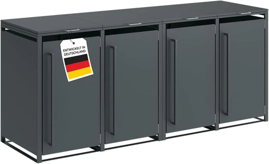 Mülltonnenbox Xalara – für 4 Mülltonnen, aus Stahl, 240 L, anthrazit, als Sichtschutz und Unterstand für Abfalltonnen