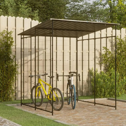 Fahrradgarage, aus Stahl, 190 x 190 x 222 cm, schwarz und grau, für Fahrräder und Zubehör, Gecheer