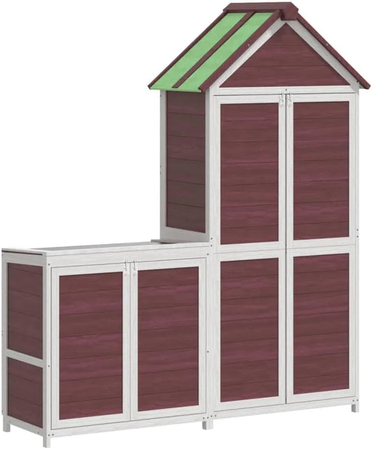 Gerätehaus – aus Massivholz, abschließbar, wetterfest, für Gartengeräte und Werkzeug