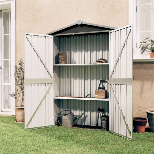 Gerätehaus, aus Metall, 116 x 45 x 175 cm, anthrazit, für Gartengeräte, Werkzeug und Außenlagerung, Tidyard
