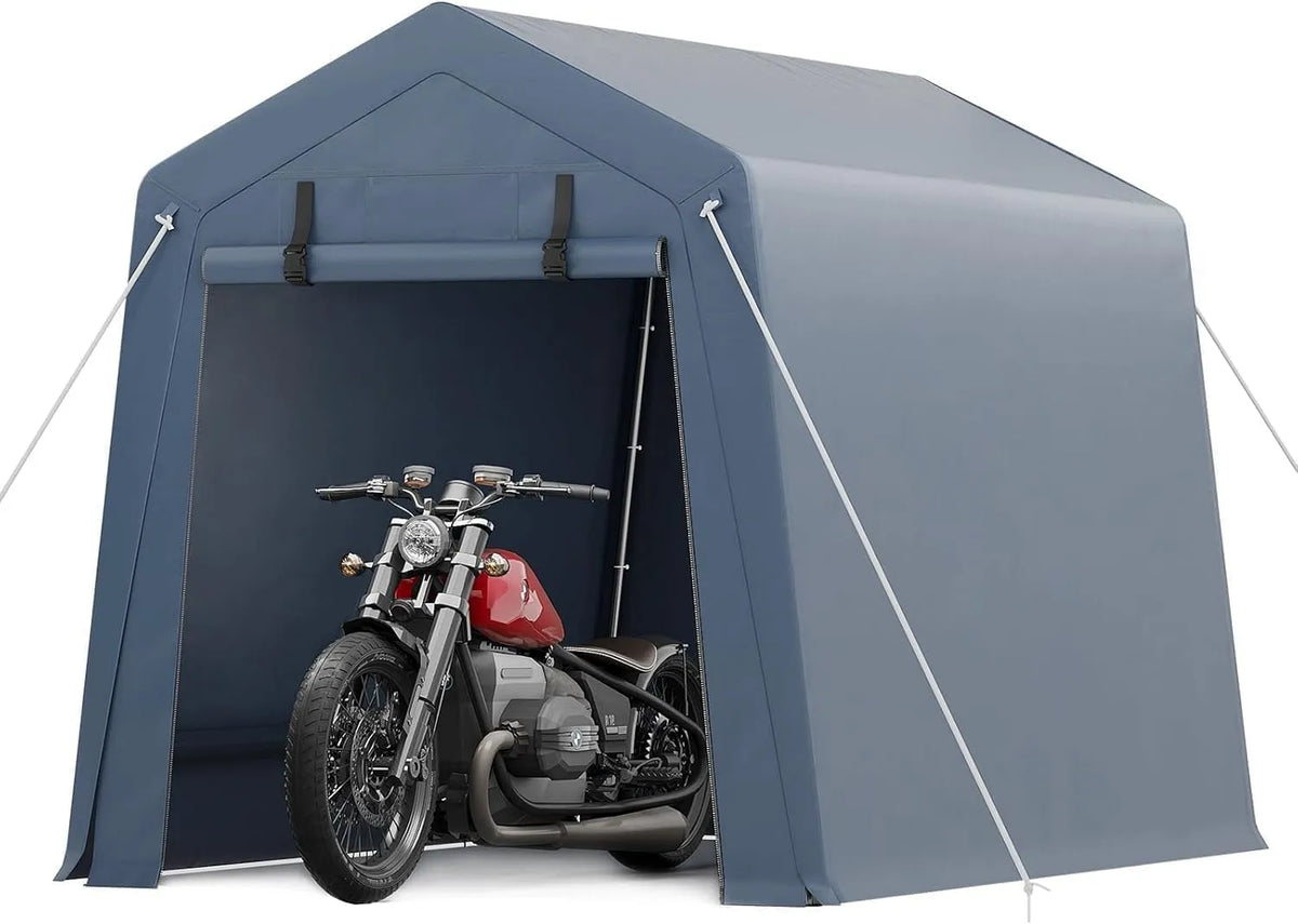 Carport Metallrahmen – aus Metall, mit Fenster, wetterfest, UV-beständig, für Gartengeräte und Fahrräder