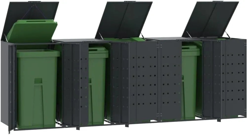 Mülltonnenbox – aus Edelstahl, anthrazit, als Sichtschutz und Unterstand für Abfalltonnen, zur geordneten Verkleidung von Abfalltonnen