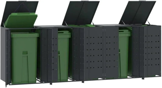 Mülltonnenbox – aus Edelstahl, anthrazit, als Sichtschutz und Unterstand für Abfalltonnen, zur geordneten Verkleidung von Abfalltonnen