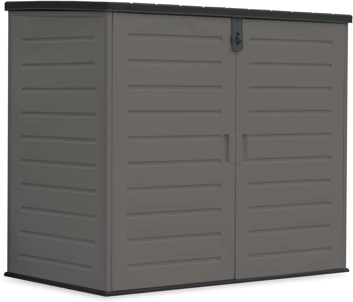 Mülltonnenbox Gartenschuppen, für 2 Mülltonnen, aus Kunststoffharz, 140 x 82 x 124 cm, 1170 L, mit Doppeltür, mit Boden