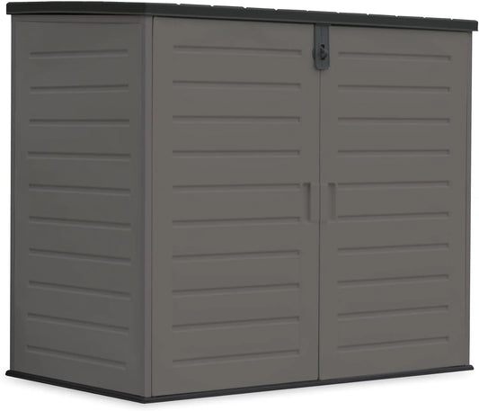 Mülltonnenbox Gartenschuppen, für 2 Mülltonnen, aus Kunststoffharz, 140 x 82 x 124 cm, 1170 L, mit Doppeltür, mit Boden