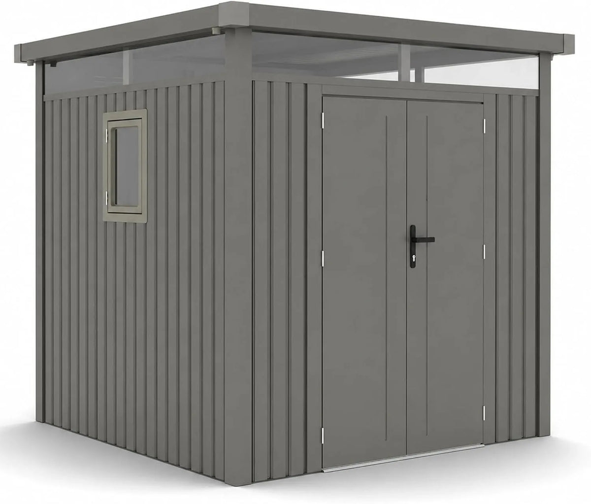 Gerätehaus, aus Metall, grau, für Gartengeräte, Werkzeug und Außenlagerung