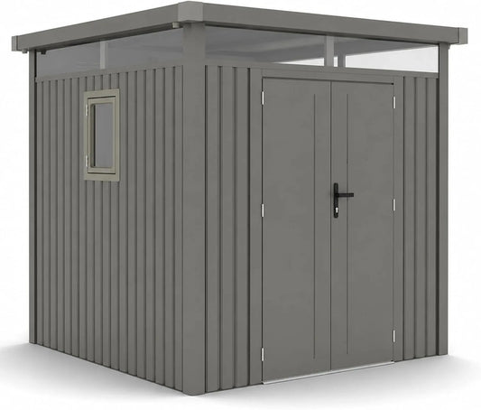 Gerätehaus, aus Metall, grau, für Gartengeräte, Werkzeug und Außenlagerung