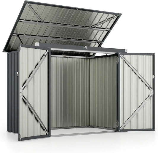 Mülltonnenbox RELAX4LIFE – für 2 Mülltonnen, aus verzinktem Stahl, 172 x 101 x 130 cm, abschließbar, wetterfest, anthrazit