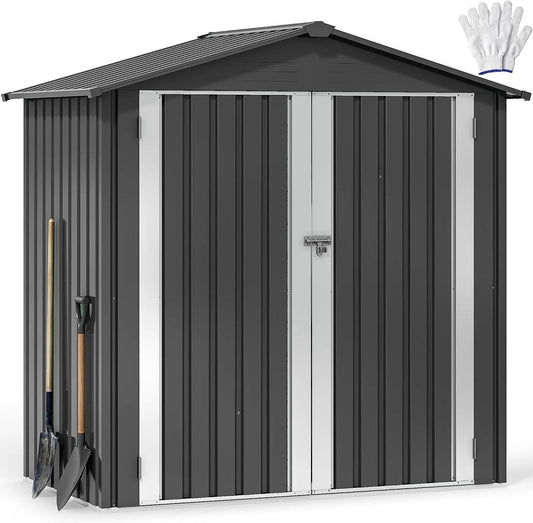 Gerätehaus – 1,8 x 1,2m, mit Belüftung, wetterfest, dunkelgrau, für Gartengeräte und Werkzeug, YITAHOME