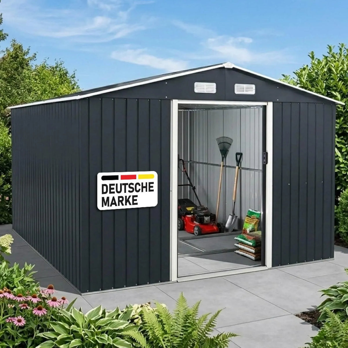 Gerätehaus – aus Metall, für Gartengeräte, Werkzeug und Außenlagerung, BRAST