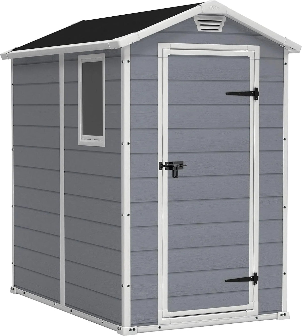 Keter Gerätehaus, aus Kunststoff, 130 x 192 x 198 cm, 111 x 177 x 190 cm, 3.8 m³, wetterfest, grau, für Gartengeräte, Werkzeug und Außenlagerung